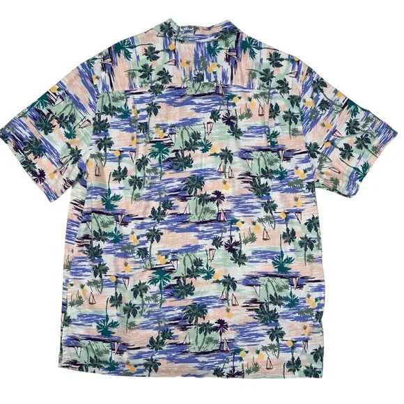 Weatherproof Linen XL Hawaiian Tropical Camp Shirt Coastal Floral Outdoors - Picture 2 of 6